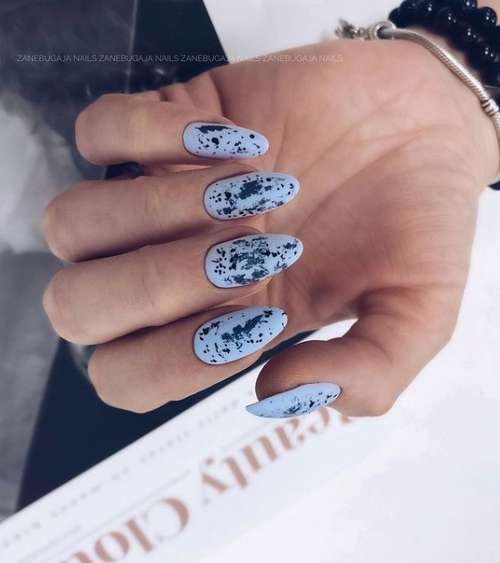 Blue-gray manicure