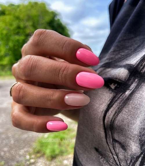 Pink two-tone manicure