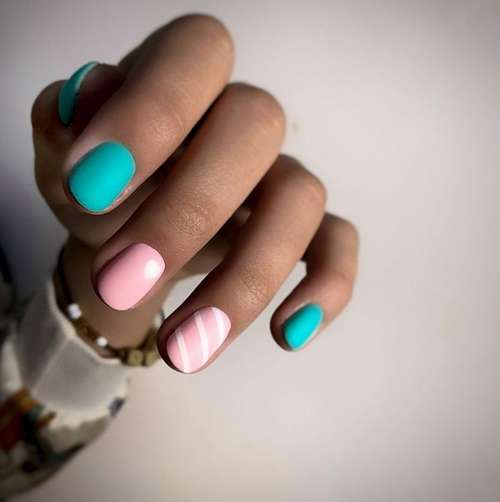 Two-tone manicure: photo, combination of two colors in nail design