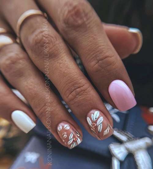 Pink and white manicure