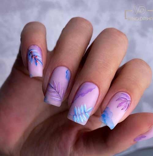 Lilac manicure stamping
