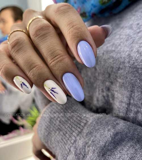 Lilac white manicure