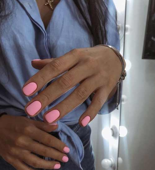 Matte pink manicure