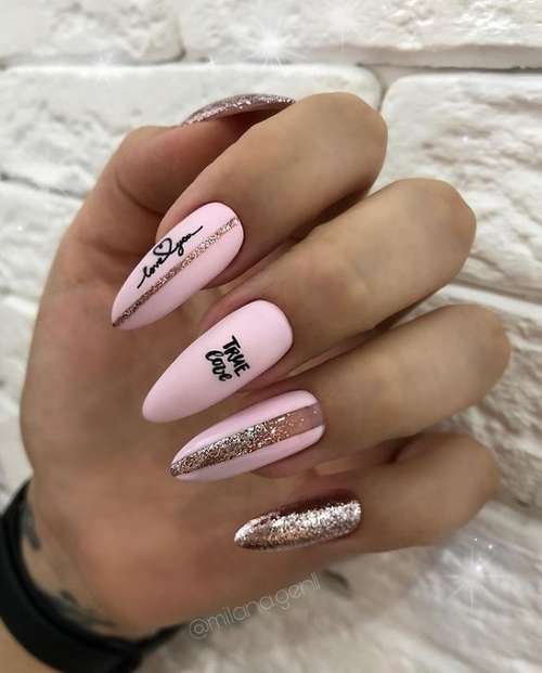 Pink glitter nail design