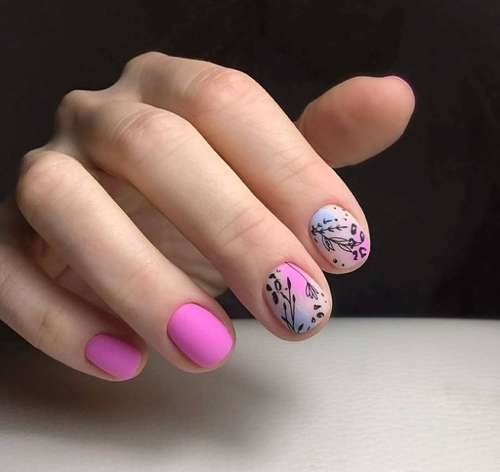 Manicure in pink tones for short nails