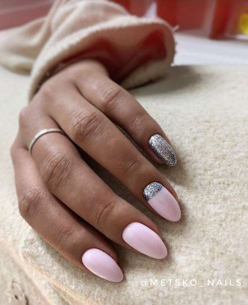 Pink glitter manicure