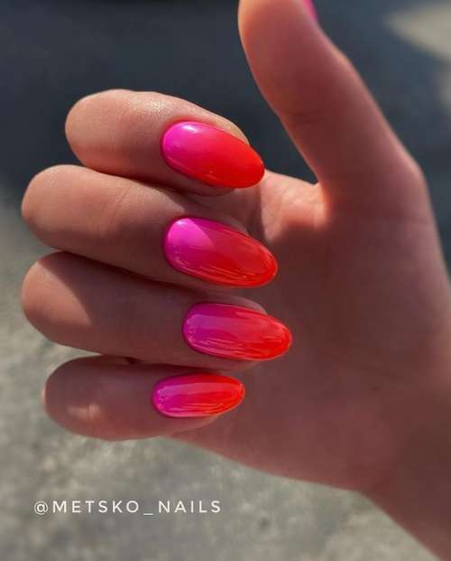 Pink with red manicure