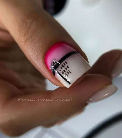 Manicure in bright pink shades
