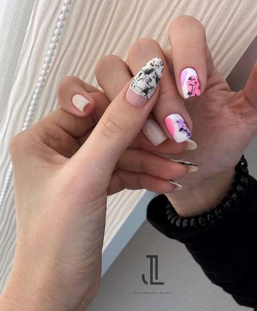 Pink and white manicure