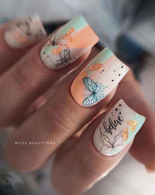 Butterfly manicure on nails