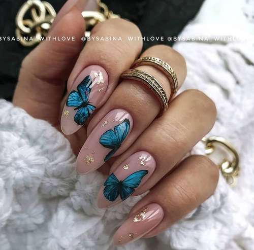 Bright butterfly nails