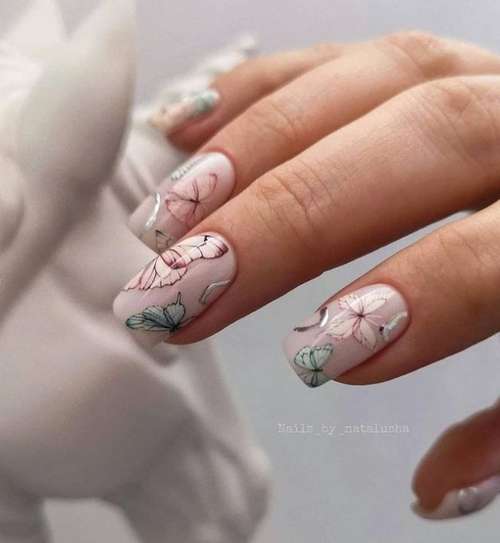 New ideas for manicure with butterflies