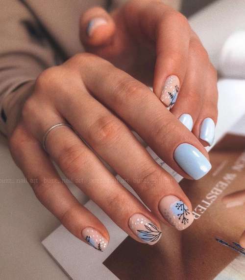 Delicate blue manicure