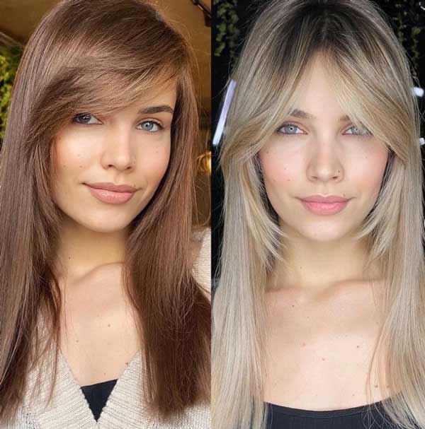 straight bangs with side lengthening