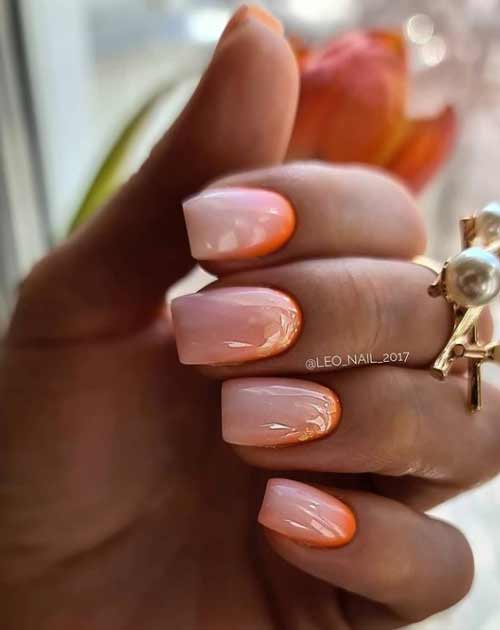 Milky coral manicure