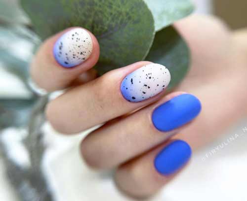 Blue with milky gradient on the nails