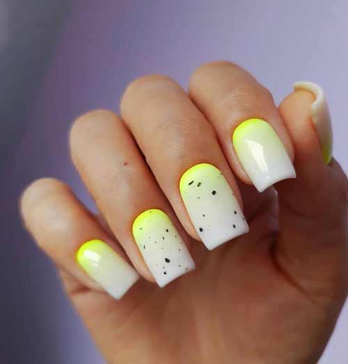 Milky with yellow gradient on the nails