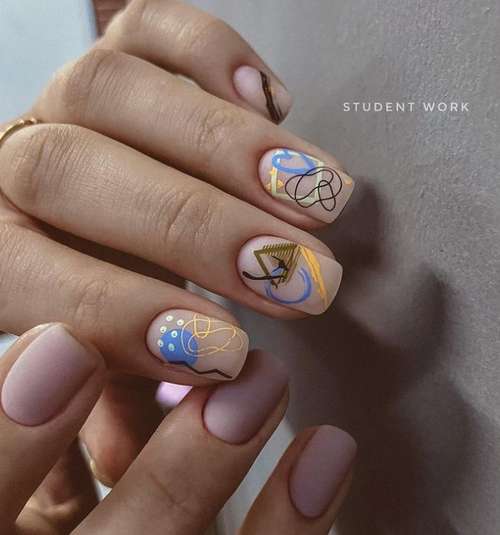 Manicure with a pattern for short nails: trends 2021, photos
