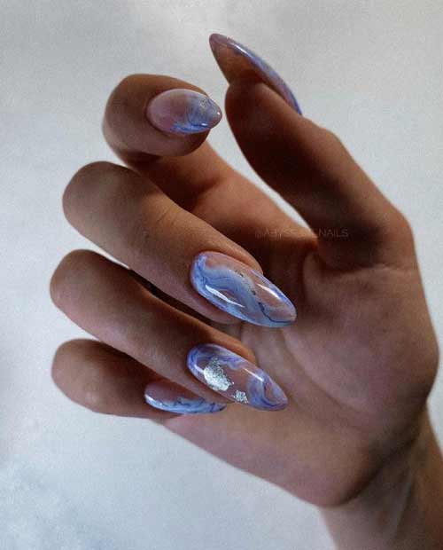 Manicure for long nails with stains