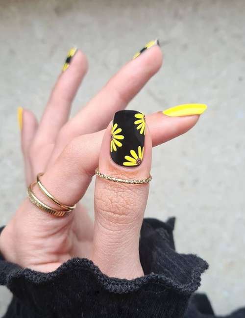 Bright yellow nails design