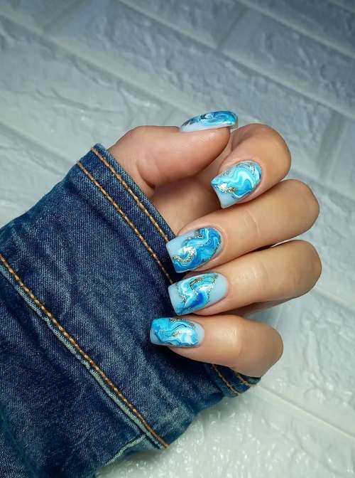 Turquoise manicure 2021-2022: a photo of new ideas, an overview of trends